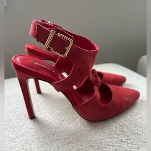 BCBG Red Suede Pointed Toe Pumps